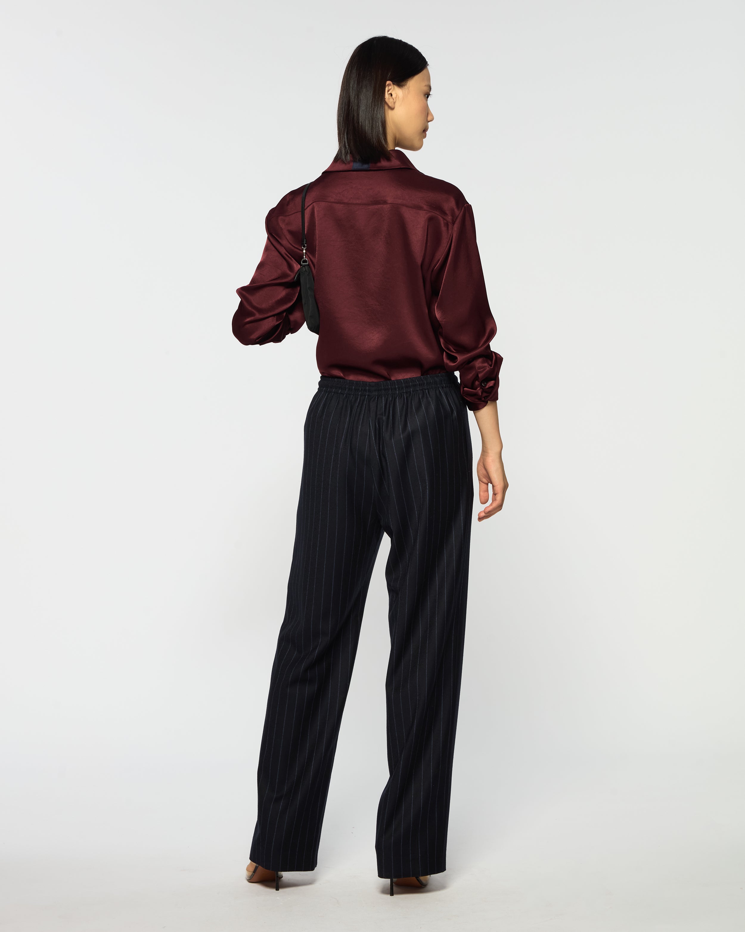 Slim Leg Jogger - Navy Blue Pinstripe Wool