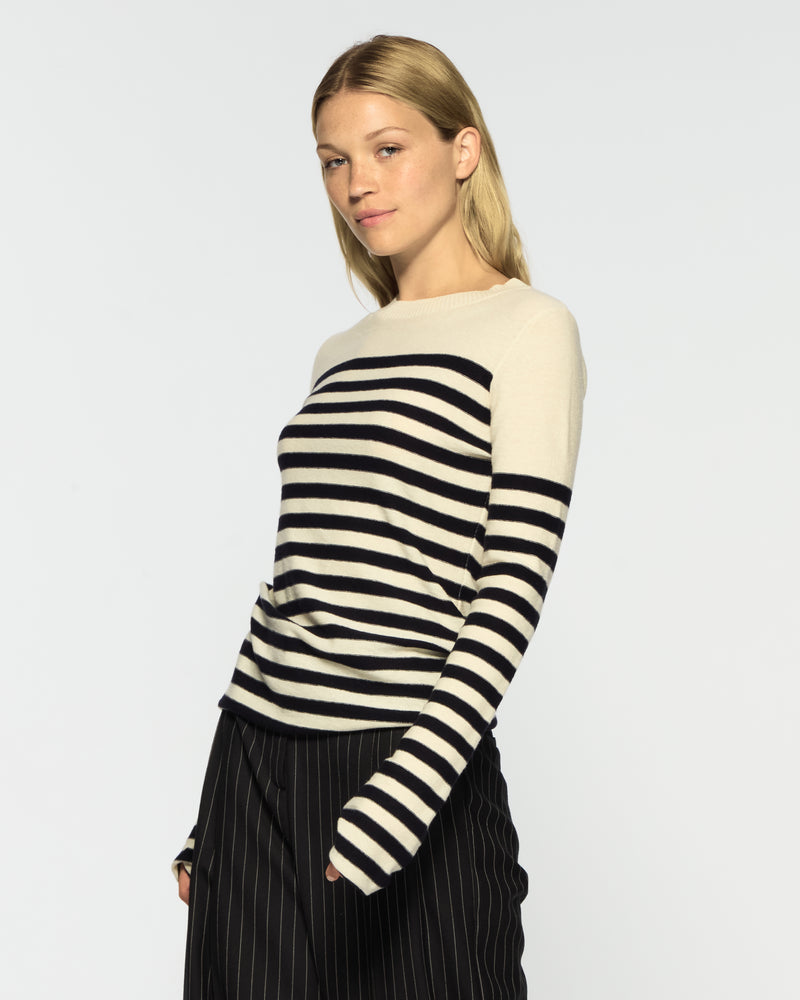 Striped Fitted Jumper - Cream / Navy Blue picture #3