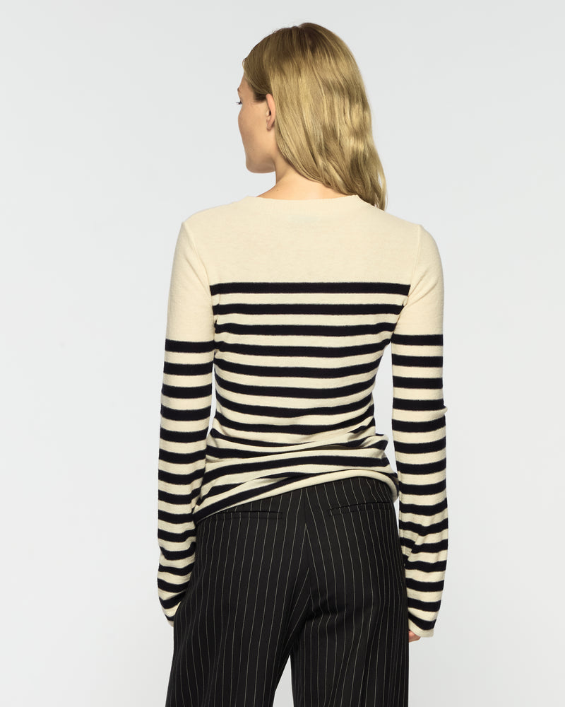 Striped Fitted Jumper - Cream / Navy Blue picture #4
