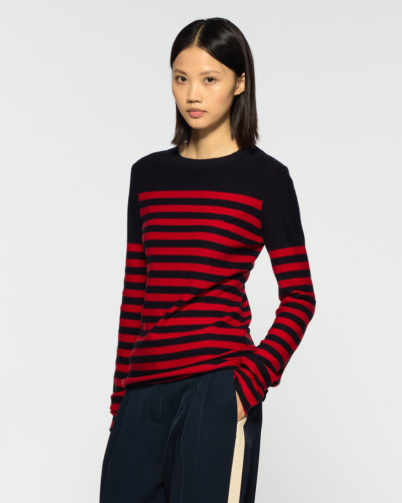 Striped Fitted Jumper - Navy Blue / Red picture #1