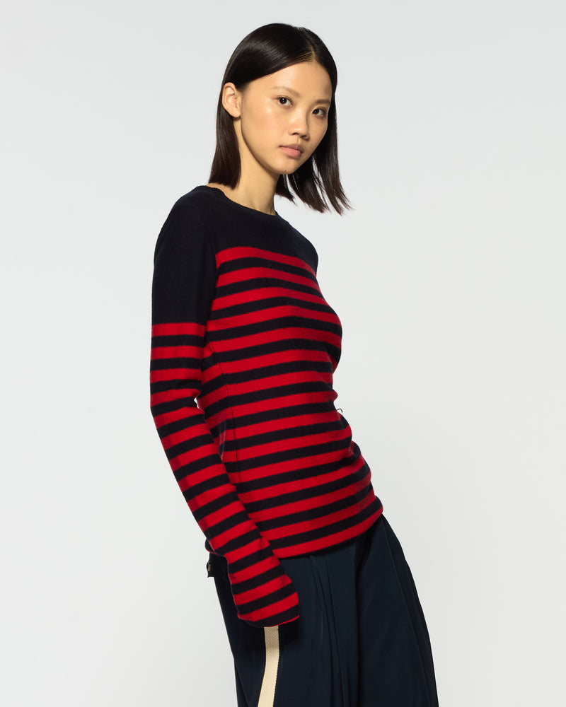 Striped Fitted Jumper - Navy Blue / Red picture #3
