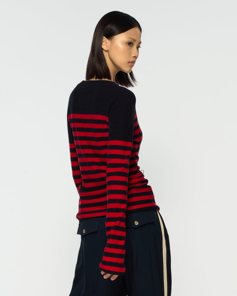 Striped Fitted Jumper - Navy Blue / Red picture #4