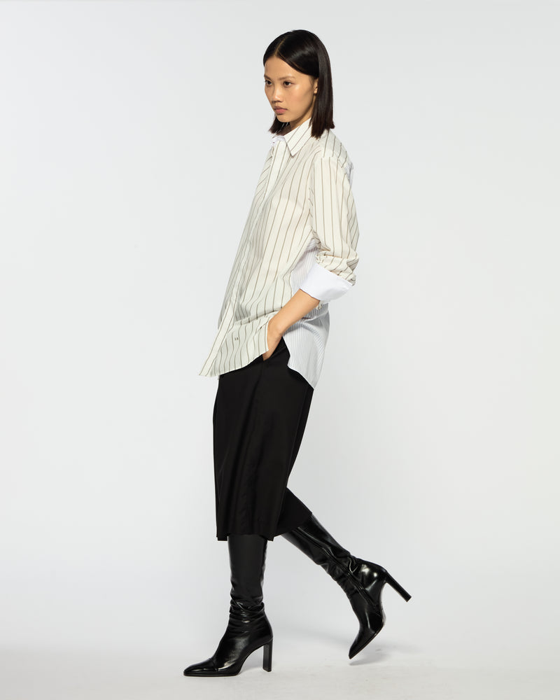 Cotton Oversized Shirt - Green Stripe SERENA BUTE
