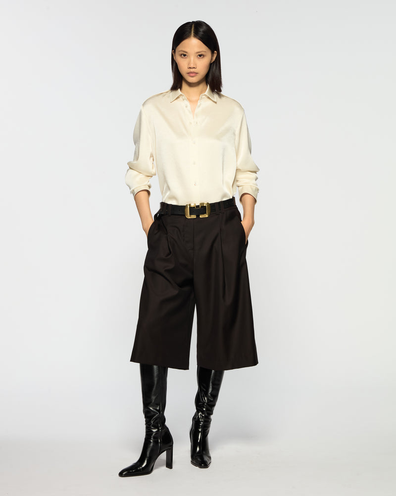 Wool Tailored Culottes - Chocolate Brown SERENA BUTE