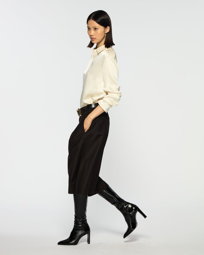 Wool Tailored Culottes - Chocolate Brown SERENA BUTE