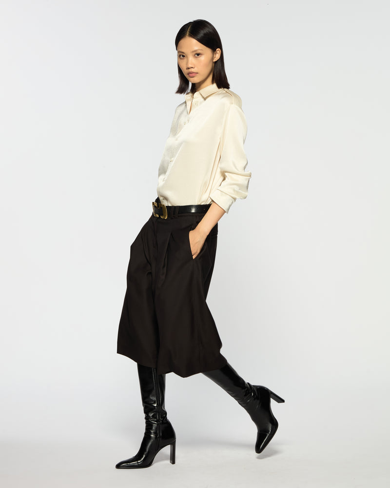 Wool Tailored Culottes - Chocolate Brown SERENA BUTE