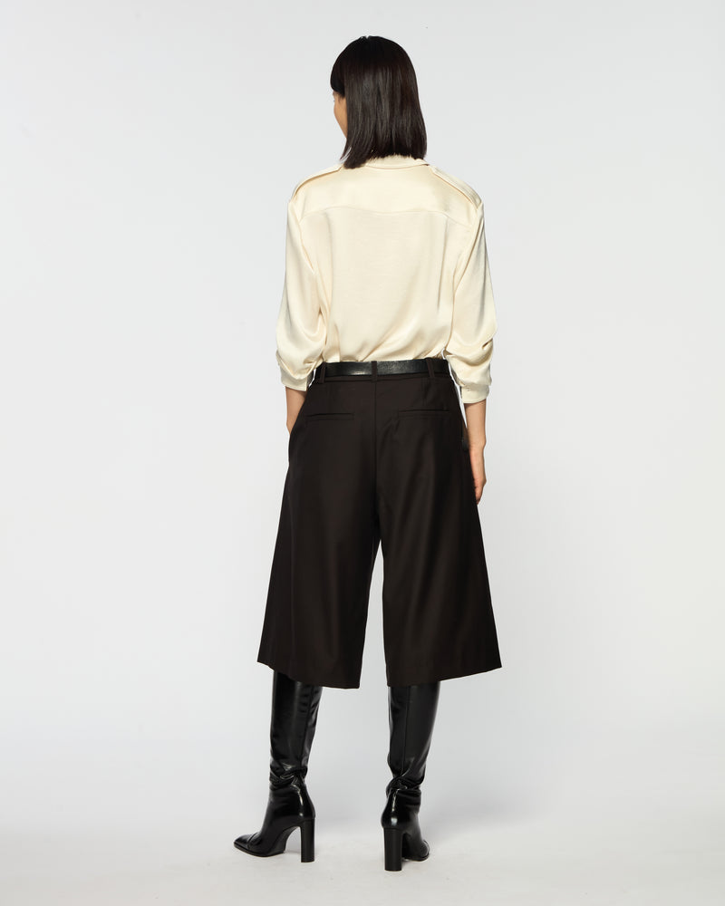 Wool Tailored Culottes - Chocolate Brown SERENA BUTE