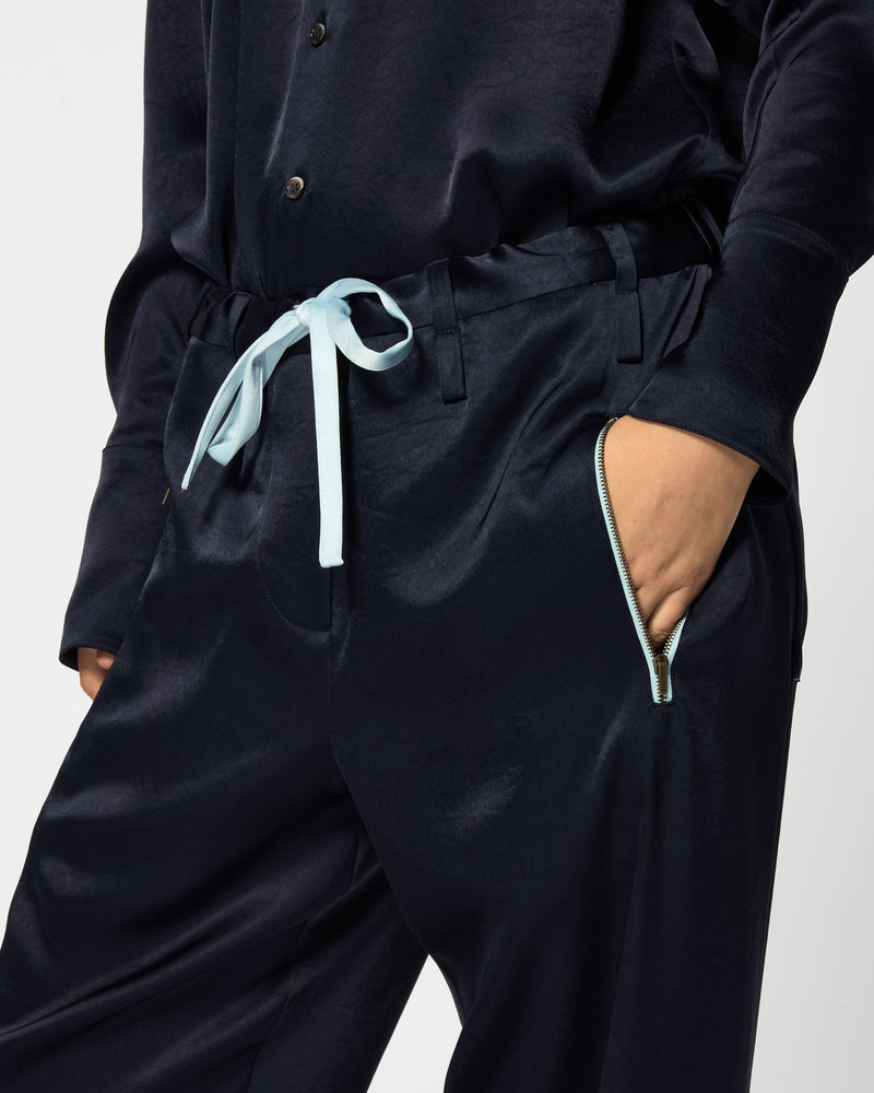Satin Utility Jogger - Navy Blue SERENA BUTE