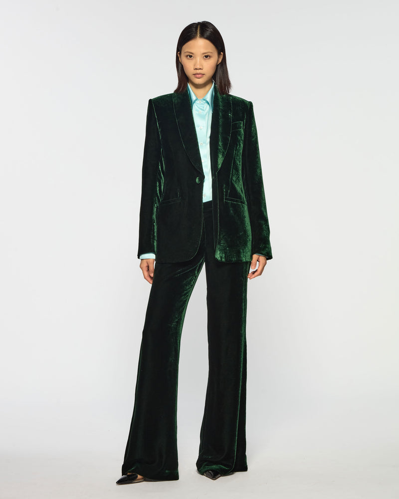 Velvet Flare Trouser - Dark Green SERENA BUTE