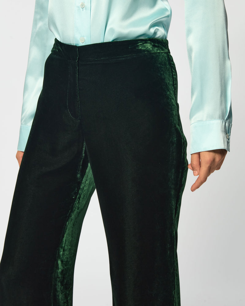 Velvet Flare Trouser - Dark Green SERENA BUTE