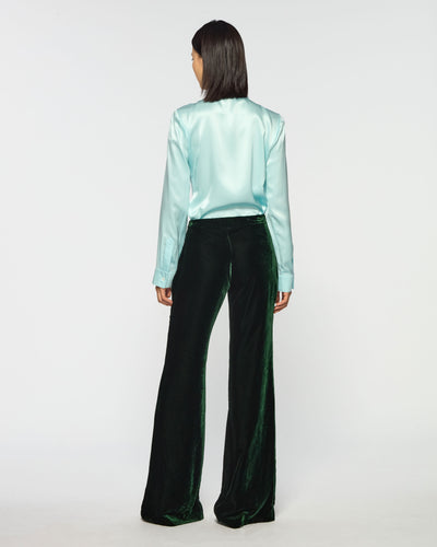 Velvet Flare Trouser - Dark Green SERENA BUTE