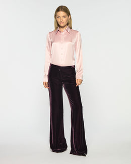Velvet Flare Trouser - Plum Purple