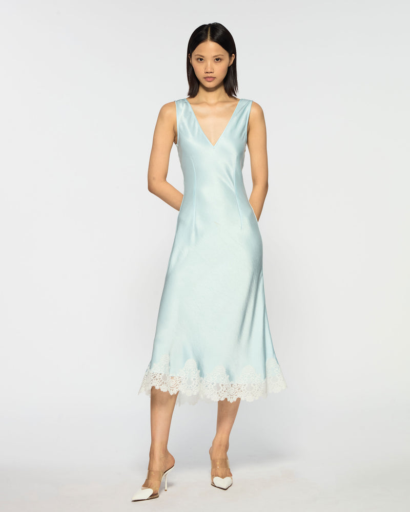 Midi Dress with Lace Hem - Pale Blue picture #3
