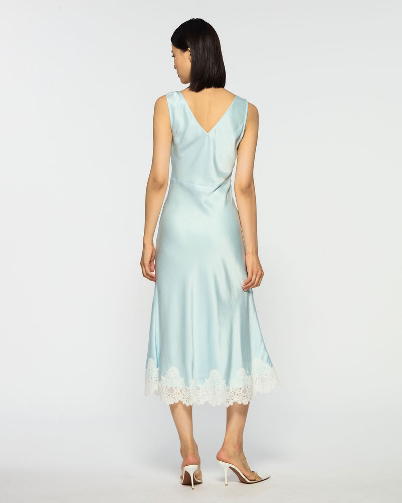 Midi Dress with Lace Hem - Pale Blue picture #4
