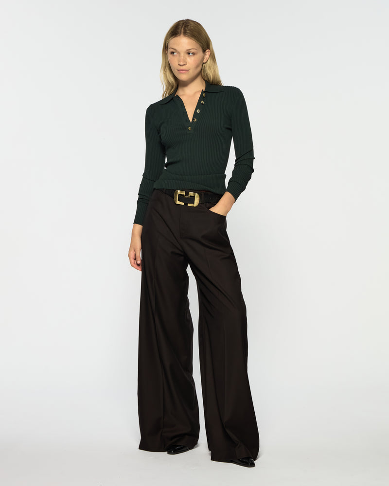 Wide Leg Jean - Chocolate Brown Wool picture #1