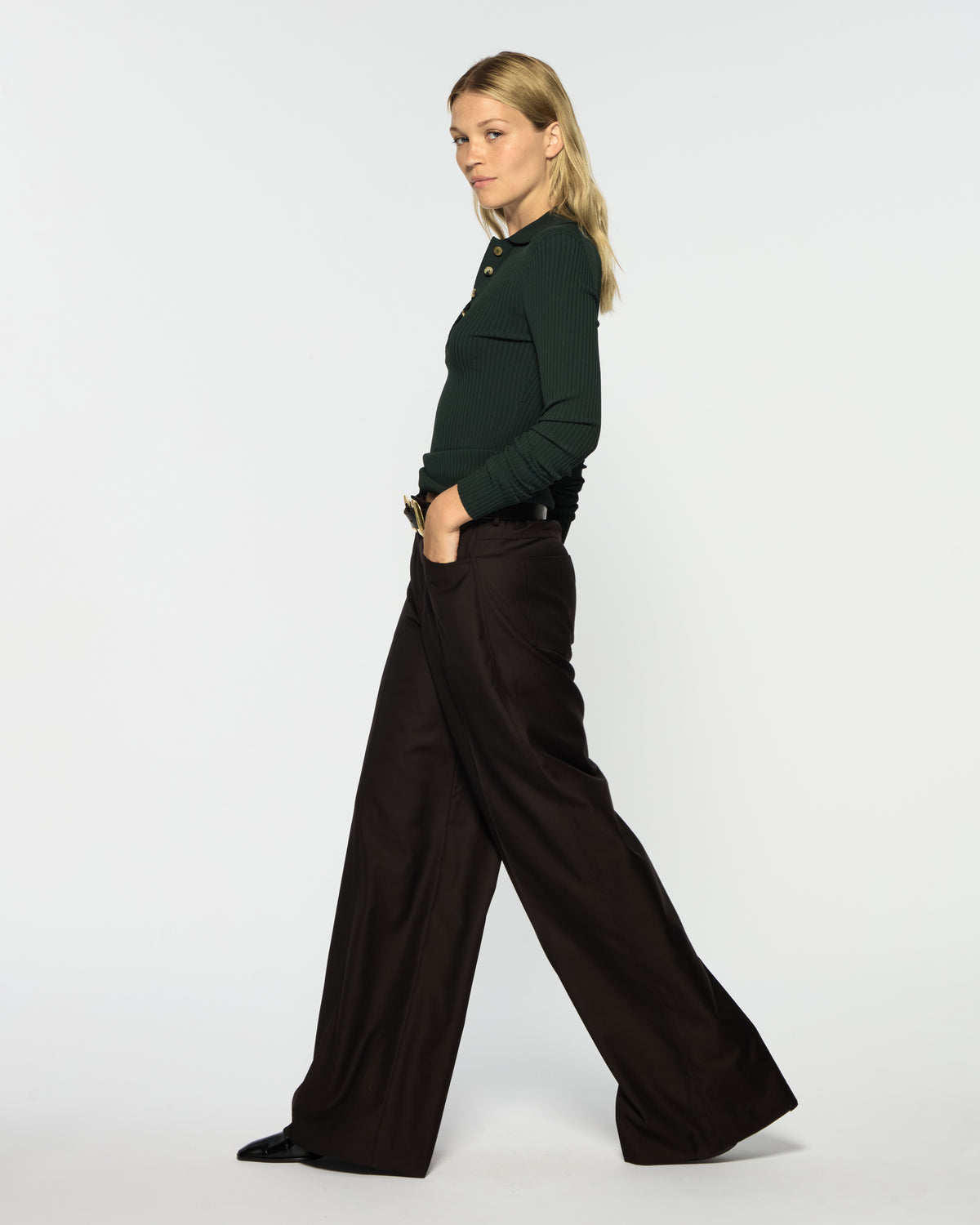 Wide Leg Jean - Chocolate Brown Wool