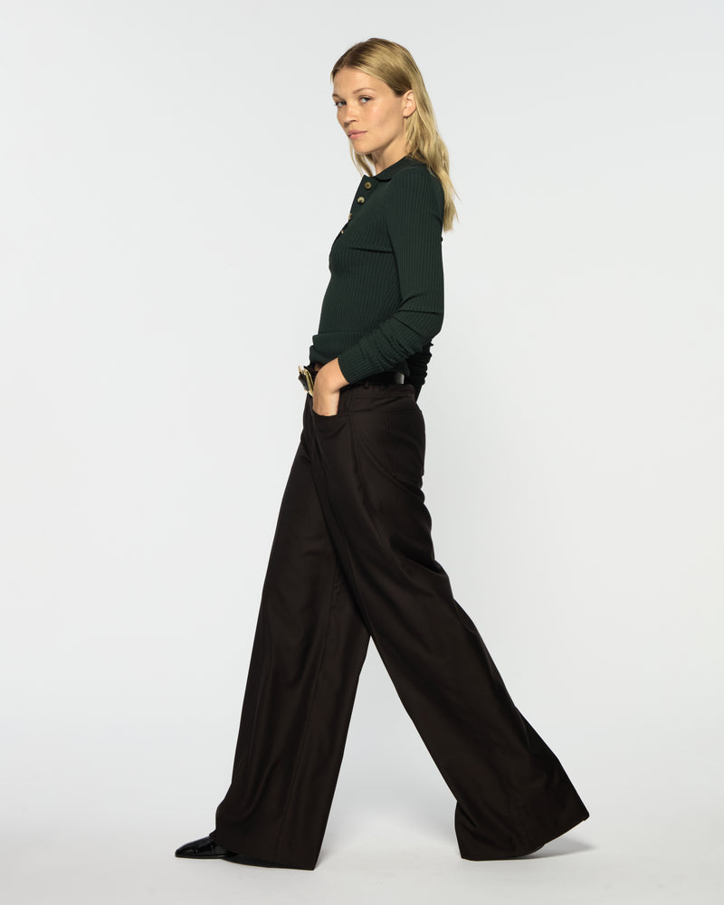 Wide Leg Jean - Chocolate Brown Wool picture #3