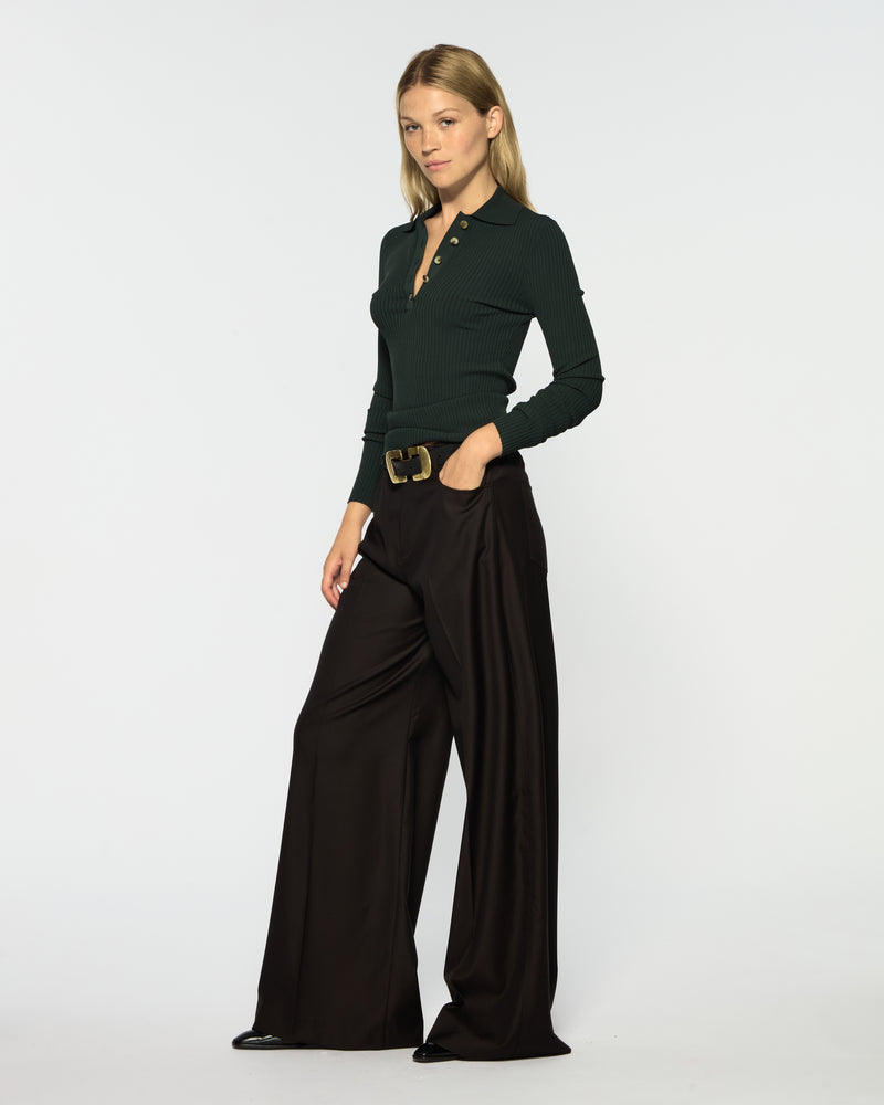 Wide Leg Jean - Chocolate Brown Wool picture #4