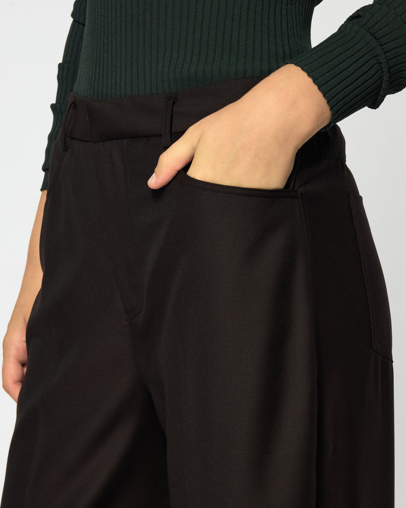 Wide Leg Jean - Chocolate Brown Wool SERENA BUTE