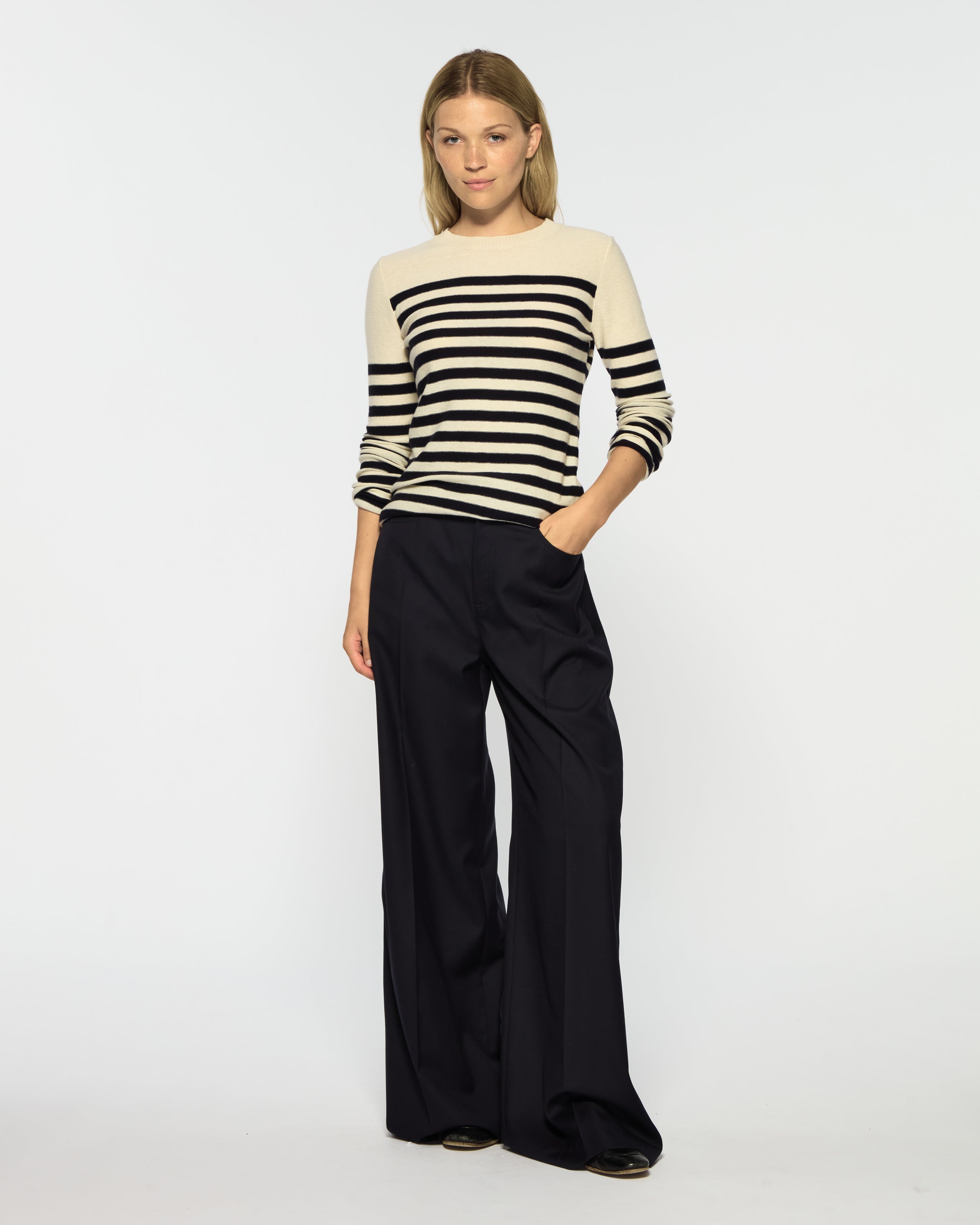 Wide Leg Jean - Navy Blue Wool