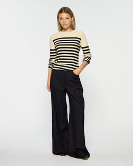Wide Leg Jean - Navy Blue Wool