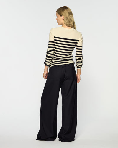 Wide Leg Jean - Navy Blue Wool SERENA BUTE