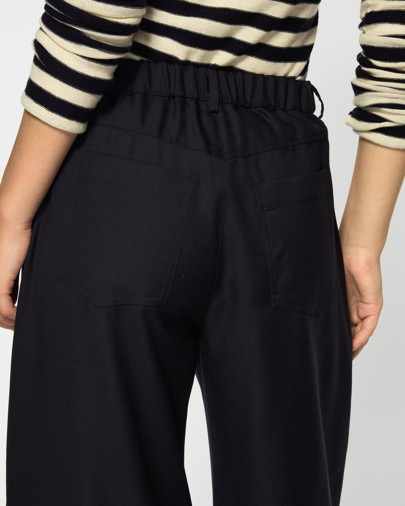 Wide Leg Jean - Navy Blue Wool SERENA BUTE