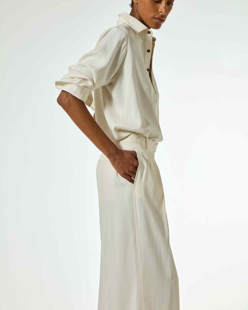 Cross Pleat Trouser - Ecru SERENA BUTE