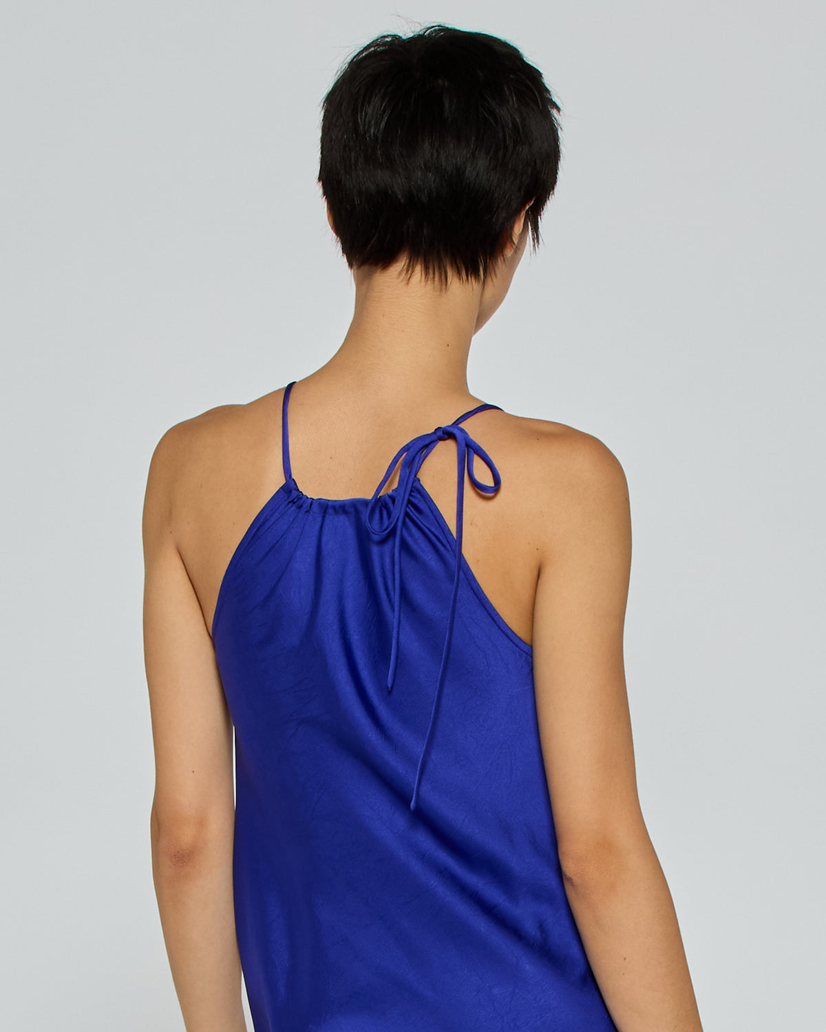 Gathered Neck Bias Dress - Violet Blue