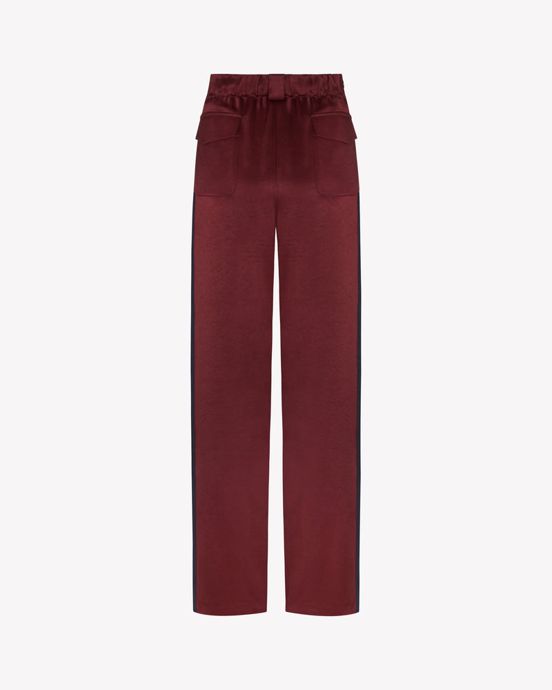 Satin Boyfriend Trouser - Burgundy SERENA BUTE