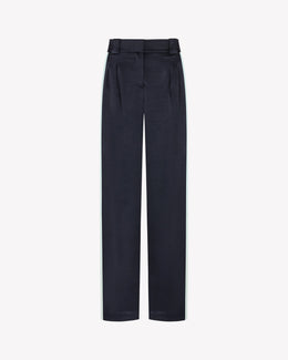 Satin Boyfriend Trouser - Navy Blue