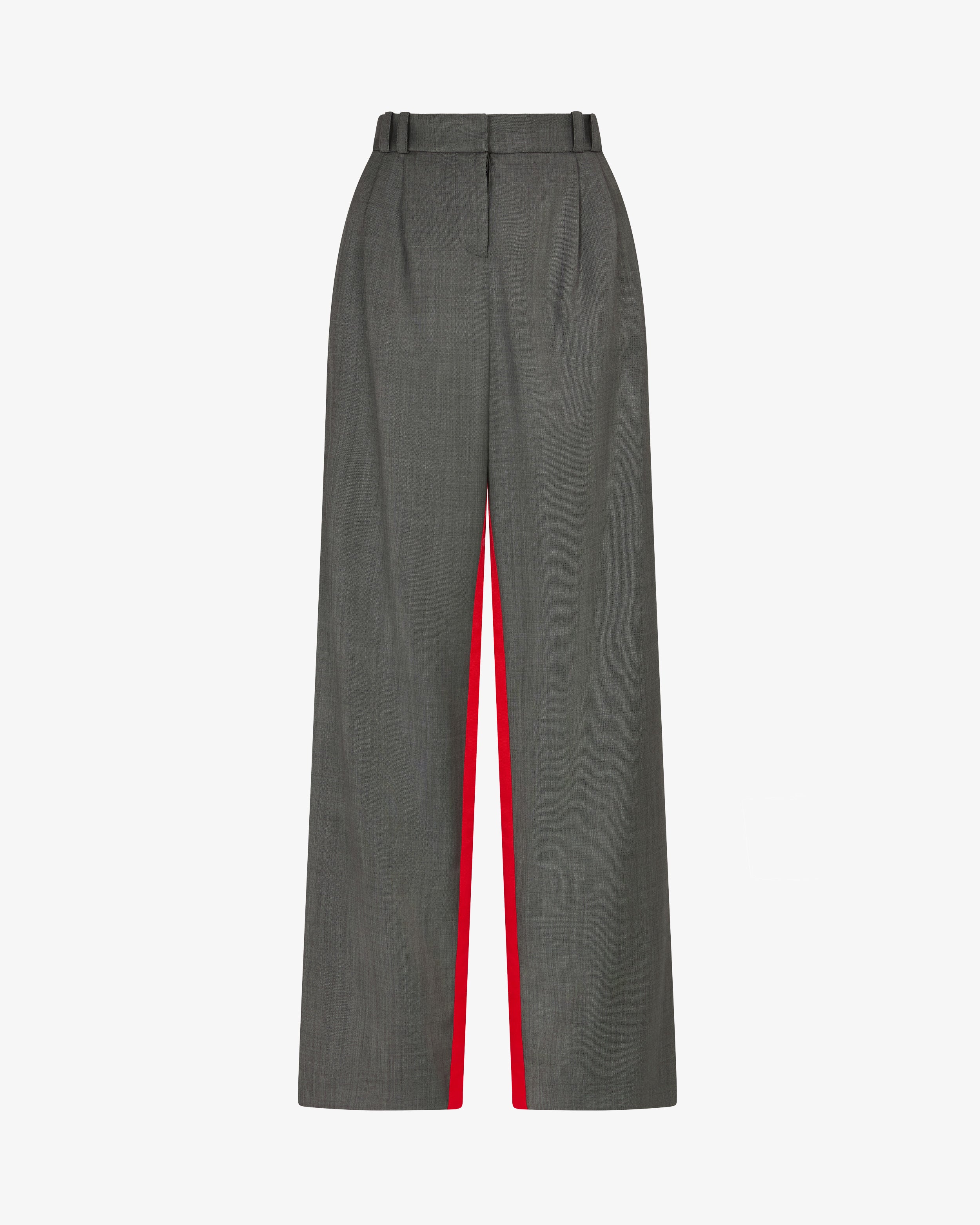 Boyfriend Trouser - Dark Grey / Red