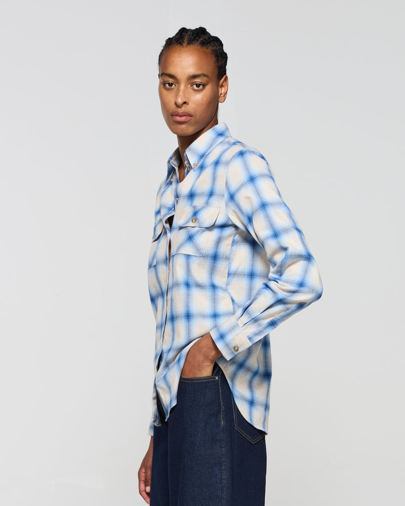 Brushed Cotton Check Shirt - Blue picture #4