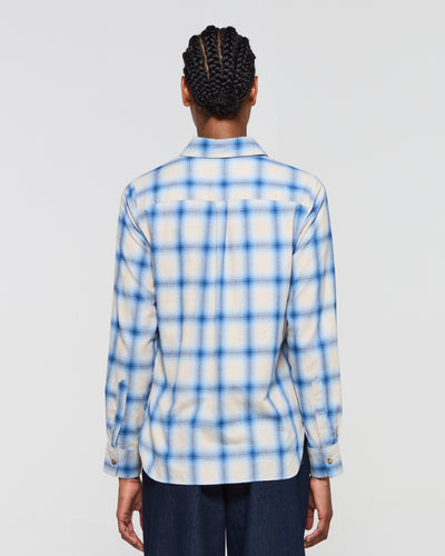 Brushed Cotton Check Shirt - Blue SERENA BUTE