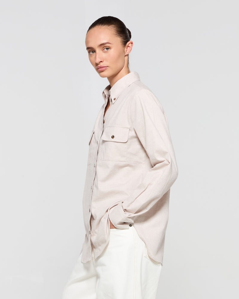 Brushed Cotton Shirt - Oatmeal picture #4