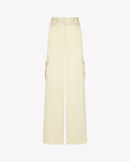 Satin Cargo Trouser - Cream