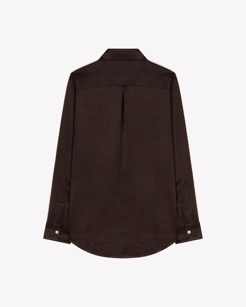 Satin Classic Shirt - Chocolate Brown SERENA BUTE
