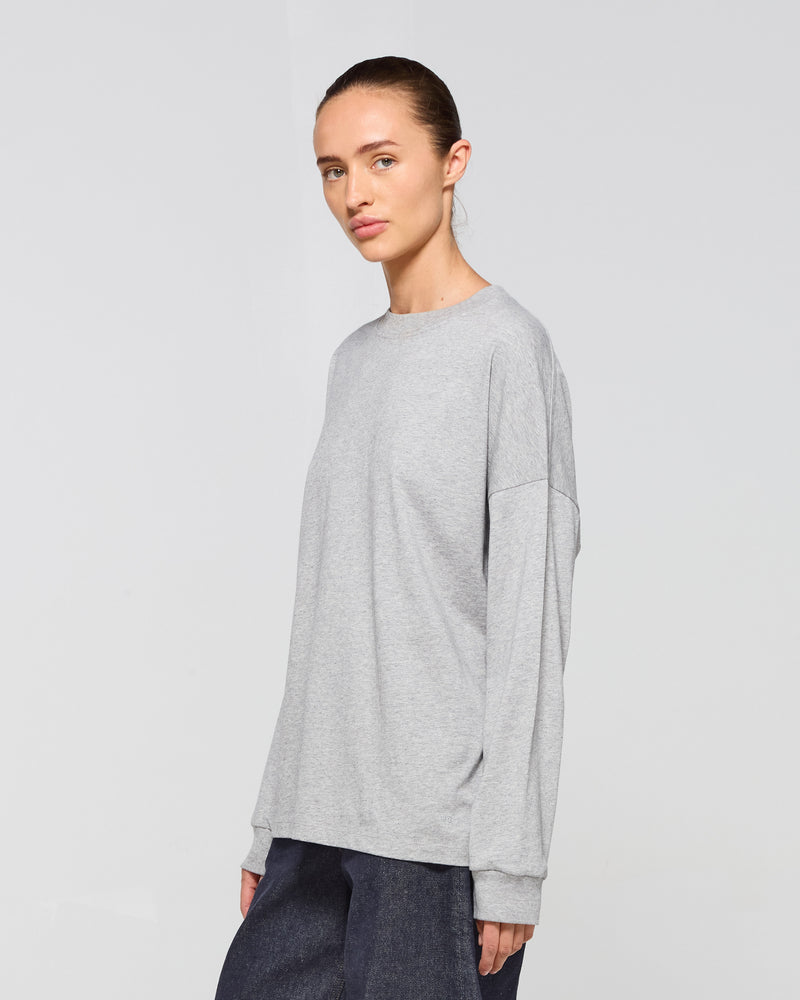 Classic Cotton Long Sleeve T-Shirt - Grey SERENA BUTE