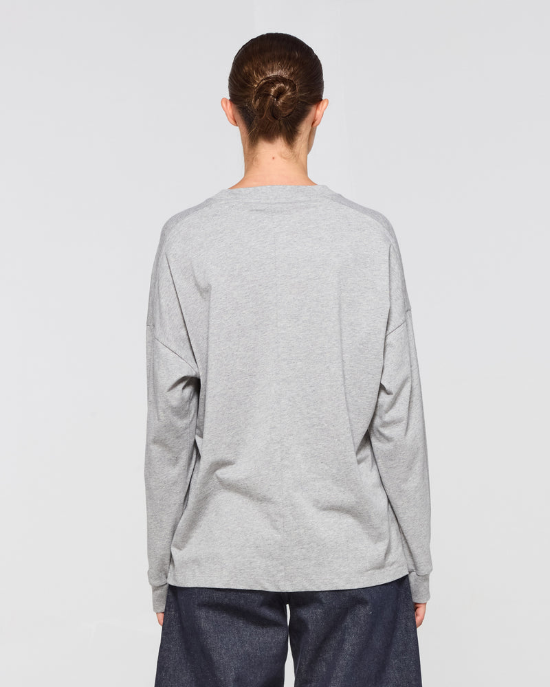 Classic Cotton Long Sleeve T-Shirt - Grey SERENA BUTE