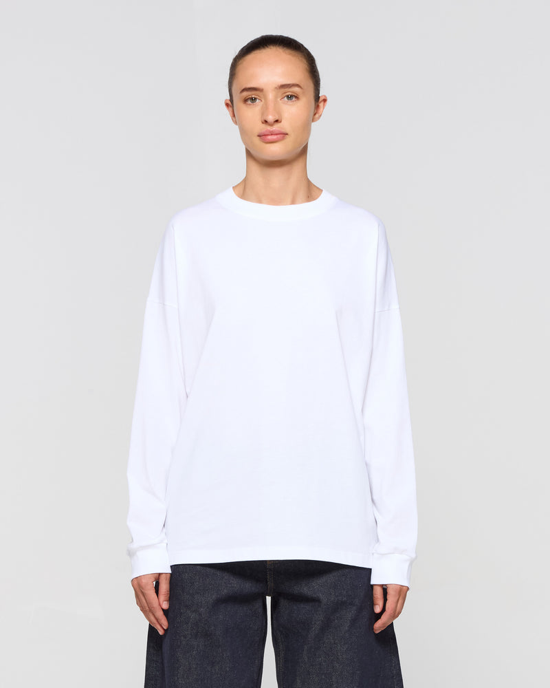 Classic Cotton Long Sleeve T-Shirt - White SERENA BUTE