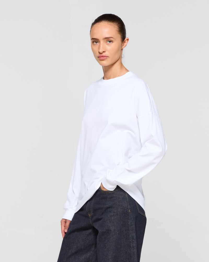 Classic Cotton Long Sleeve T-Shirt - White SERENA BUTE