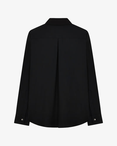 Classic Shirt with Georgette Trim - Black SERENA BUTE
