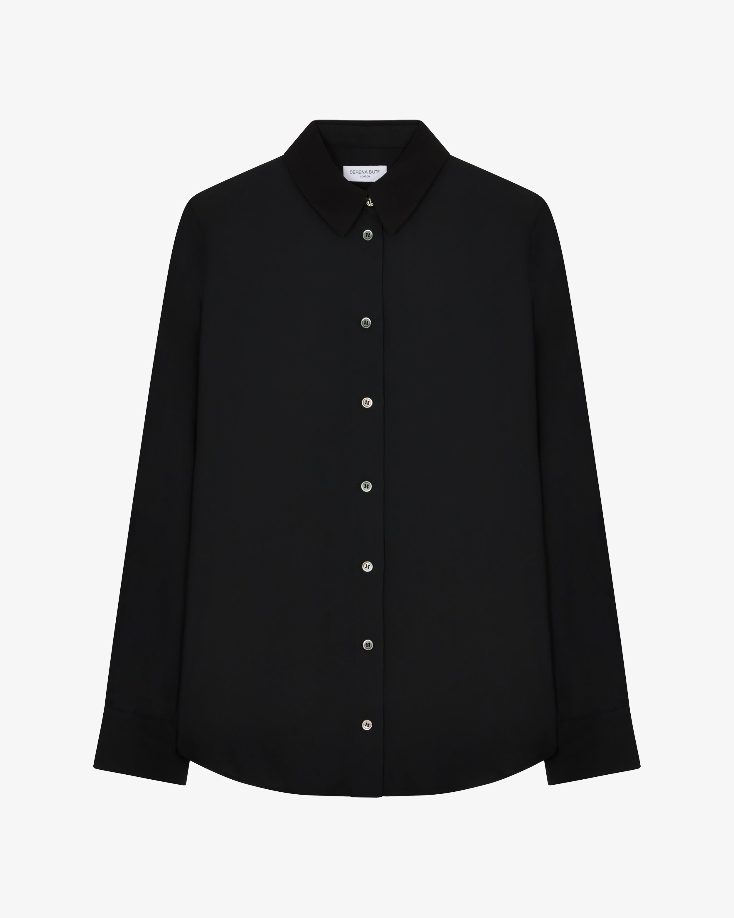 Classic Shirt with Georgette Trim - Black