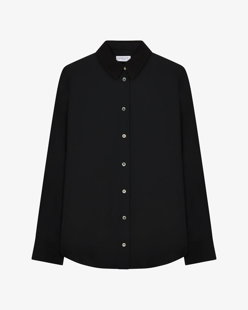 Classic Shirt with Georgette Trim - Black picture #2