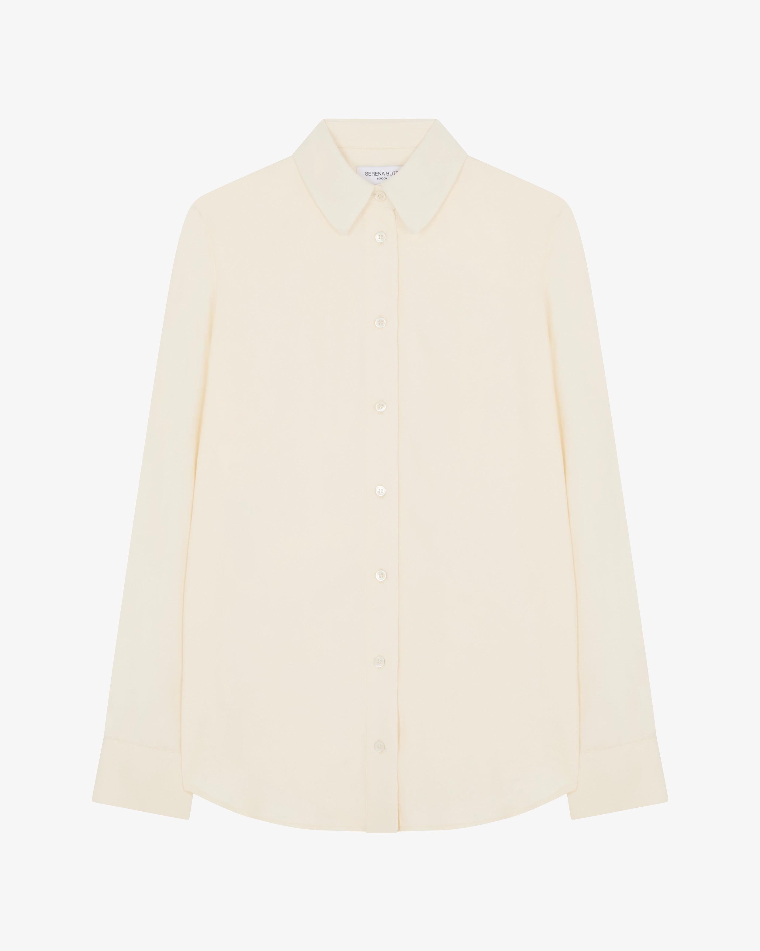 Classic Shirt with Georgette Trim - Cream