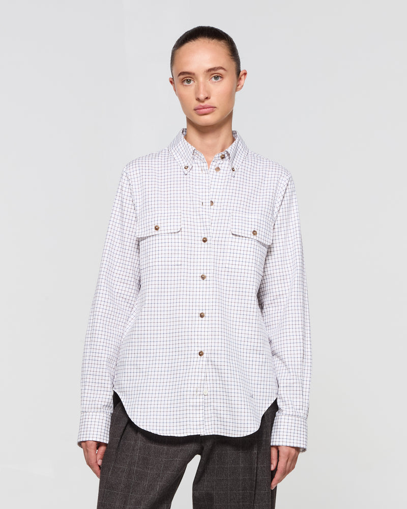 Cotton Check Shirt - Brown and Navy picture #2