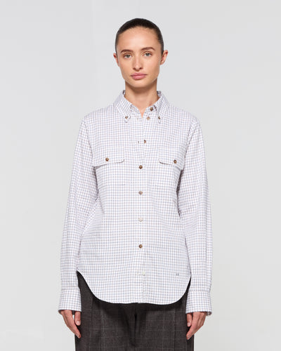 Cotton Check Shirt - Brown and Navy SERENA BUTE