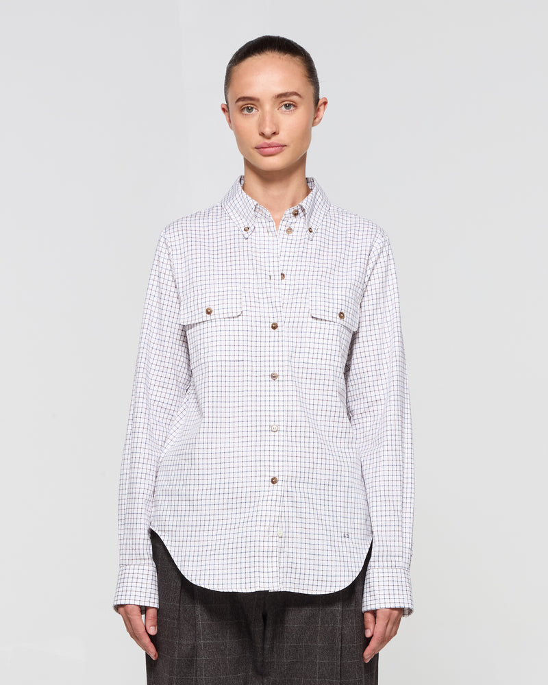 Cotton Check Shirt - Brown and Navy picture #3