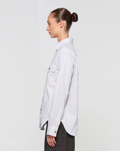 Cotton Check Shirt - Brown and Navy SERENA BUTE