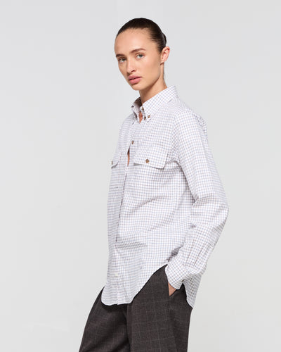 Cotton Check Shirt - Brown and Navy SERENA BUTE
